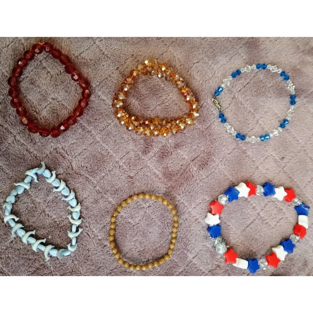 Mixed Lot of 15 Stretch Mixed Material Beaded Bracelets